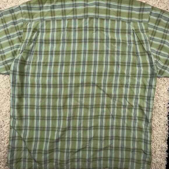 Tommy Bahama ALL SILK Hawaiian Button Up Camp Shirt Green Blue Plaid Large - Picture 8 of 8